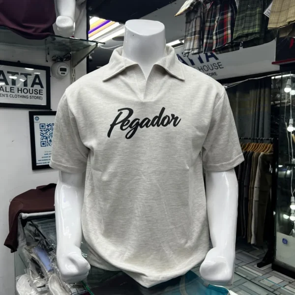 Open-Collar Drop-Shoulder T-Shirt